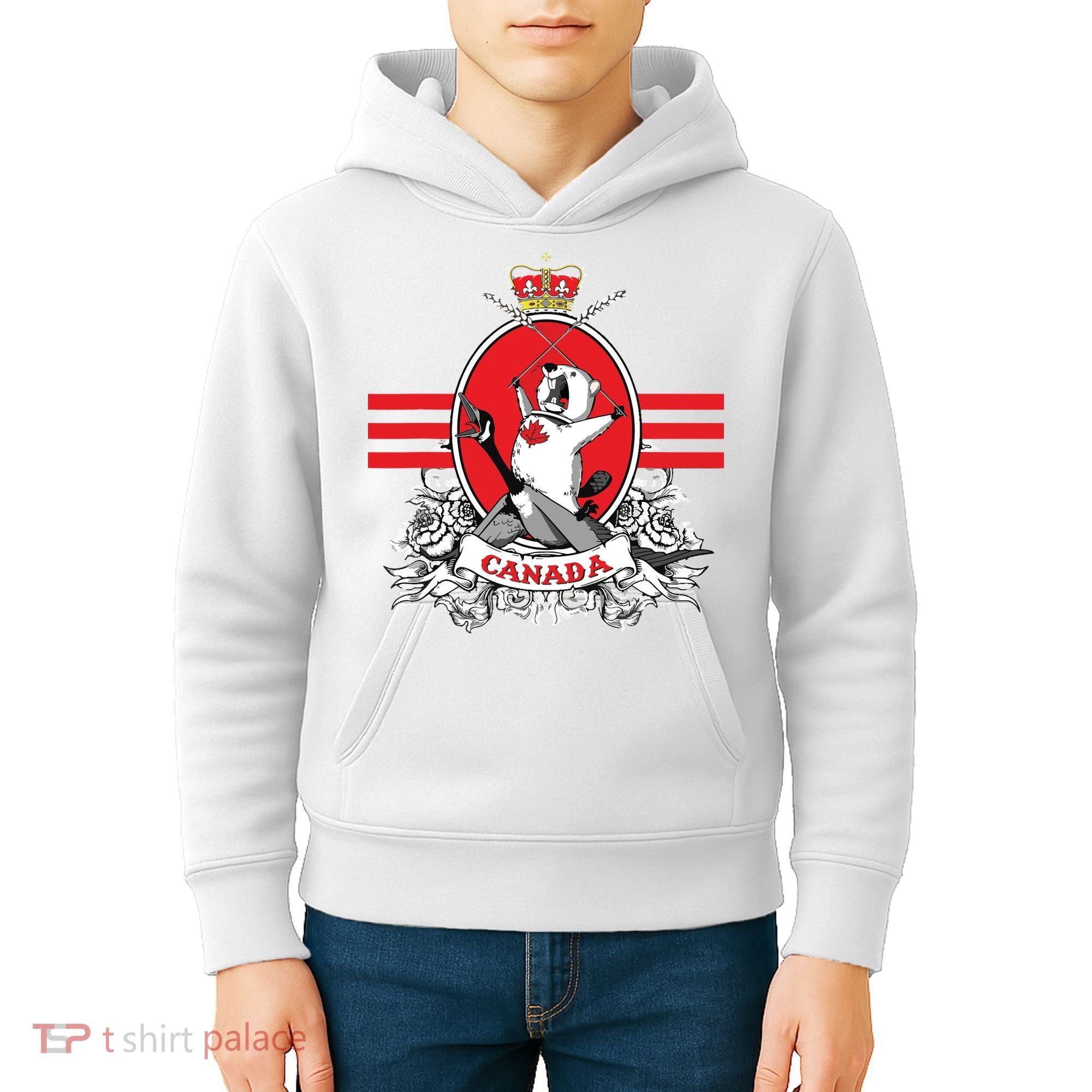Funny Country Canada Screaming Beaver Mable Leaf Canadian Kids Hoodie