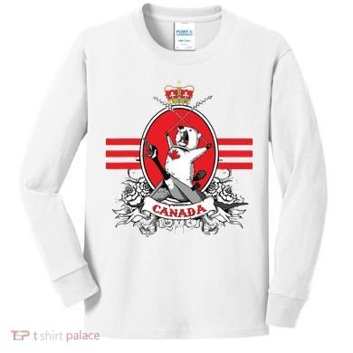 Funny Country Canada Screaming Beaver Mable Leaf Canadian Kids Long Sleeve Shirt