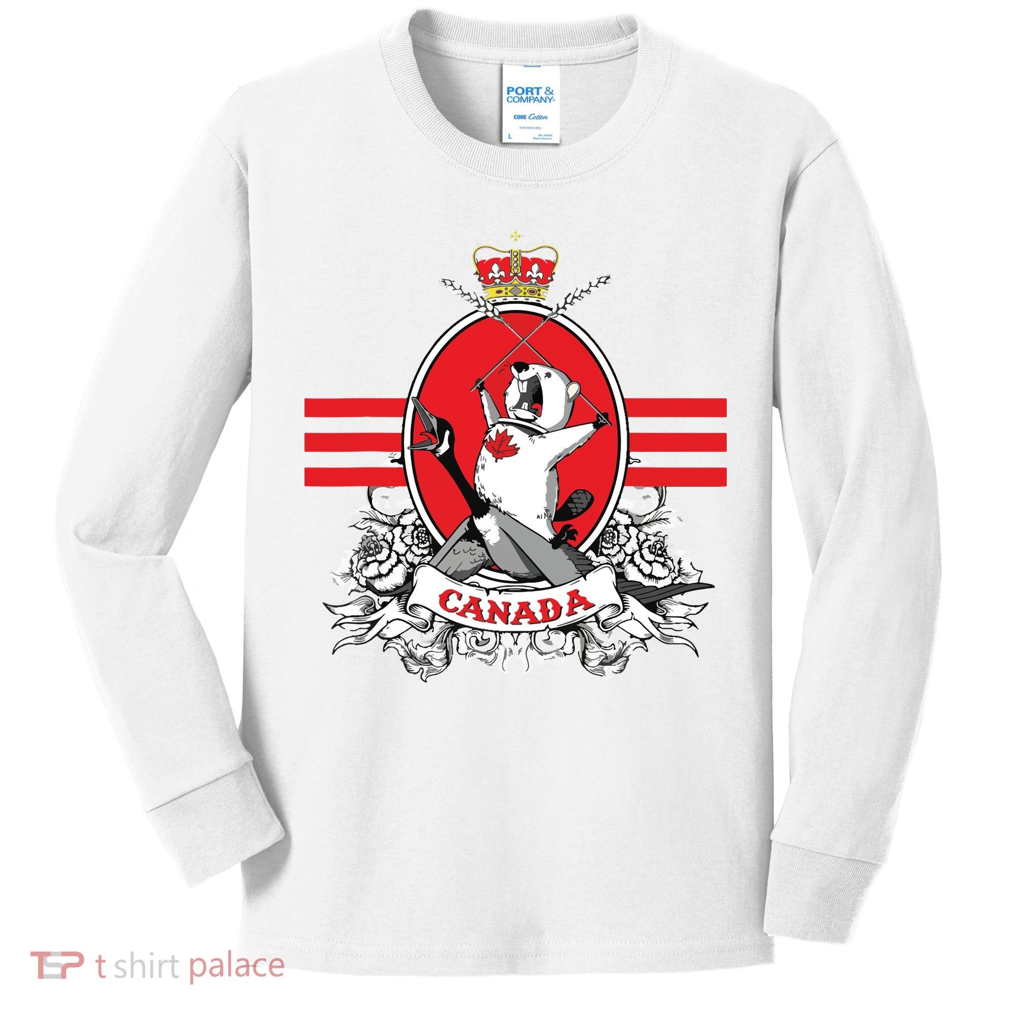 Funny Country Canada Screaming Beaver Mable Leaf Canadian Kids Long Sleeve Shirt