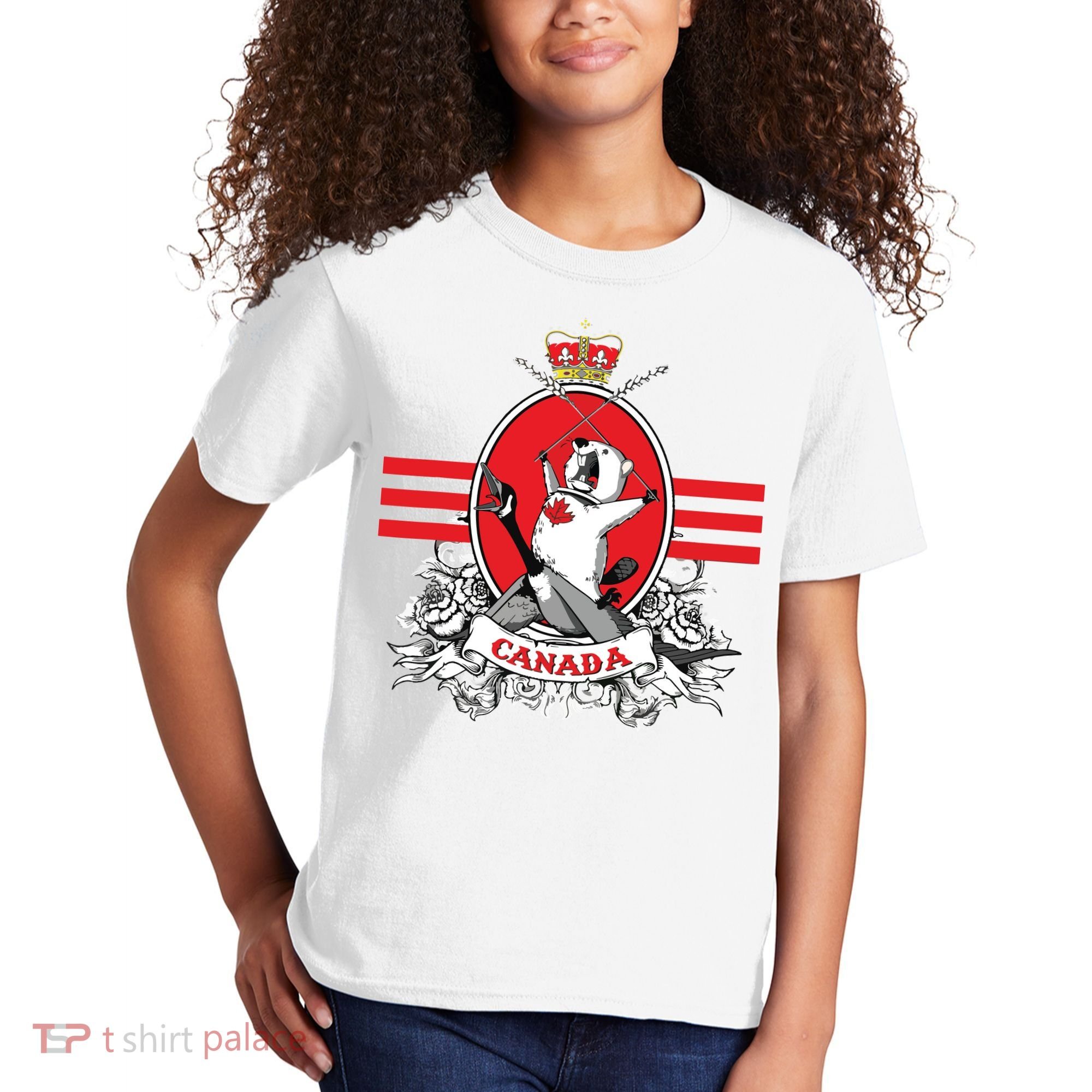 Funny Country Canada Screaming Beaver Mable Leaf Canadian Kids T-Shirt