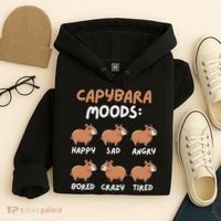 Funny Cute Capybara Moods Children Women Hoodie thumb 4