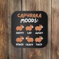 Funny Cute Capybara Moods Children Women Coaster thumb 0
