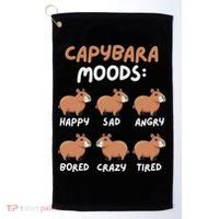 Funny Cute Capybara Moods Children Women Golf Towel thumb 0