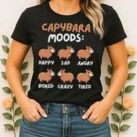 Funny Cute Capybara Moods Children Women Women's T-Shirt thumb 2
