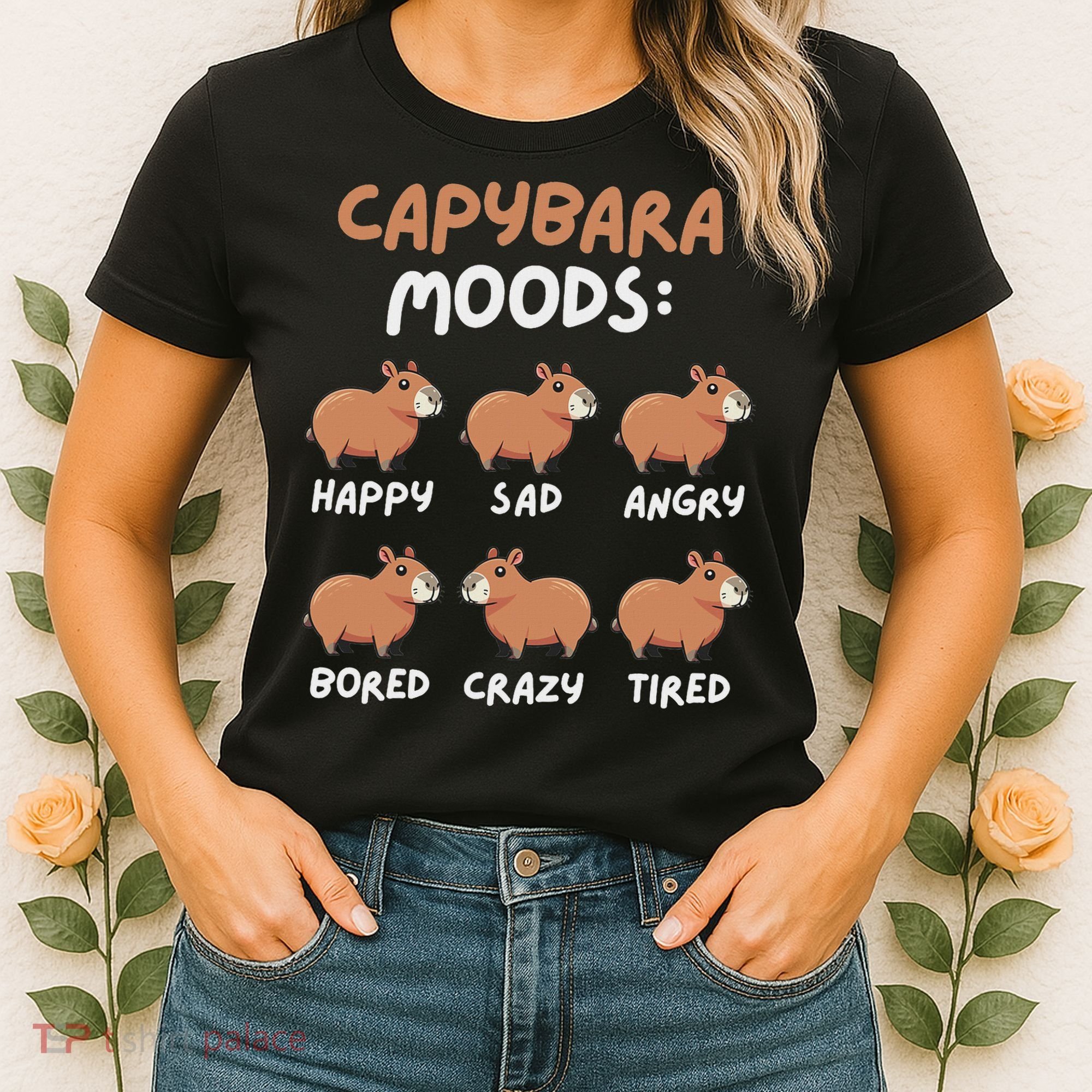 Funny Cute Capybara Moods Children Women Women's T-Shirt