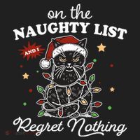 Funny Christmas Cat On The Naughty List And I Regret Nothing Women's Sweatshirt thumb 2