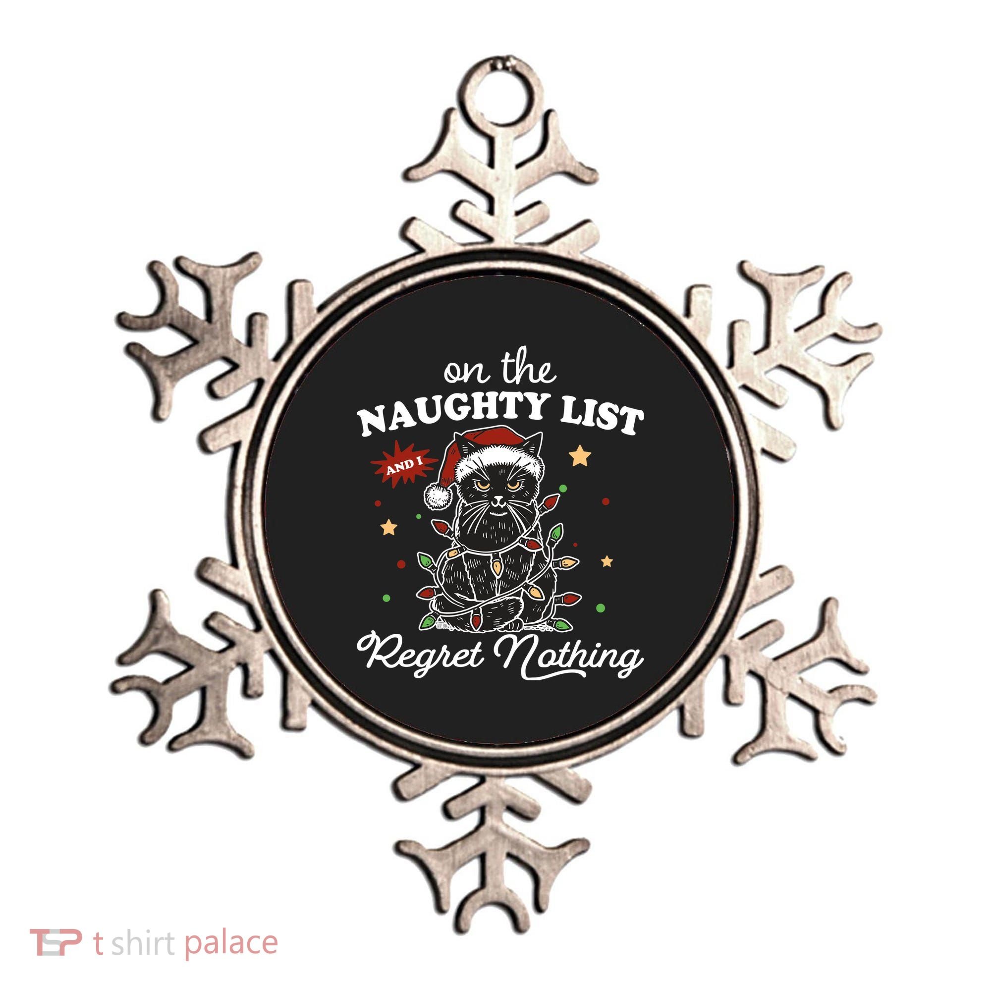 Funny Christmas Cat On The Naughty List And I Regret Nothing Ornament