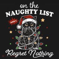 Funny Christmas Cat On The Naughty List And I Regret Nothing Baby Bodysuit thumb 2
