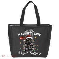 Funny Christmas Cat On The Naughty List And I Regret Nothing Tote Bag thumb 0