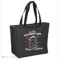 Funny Christmas Cat On The Naughty List And I Regret Nothing Tote Bag thumb 2