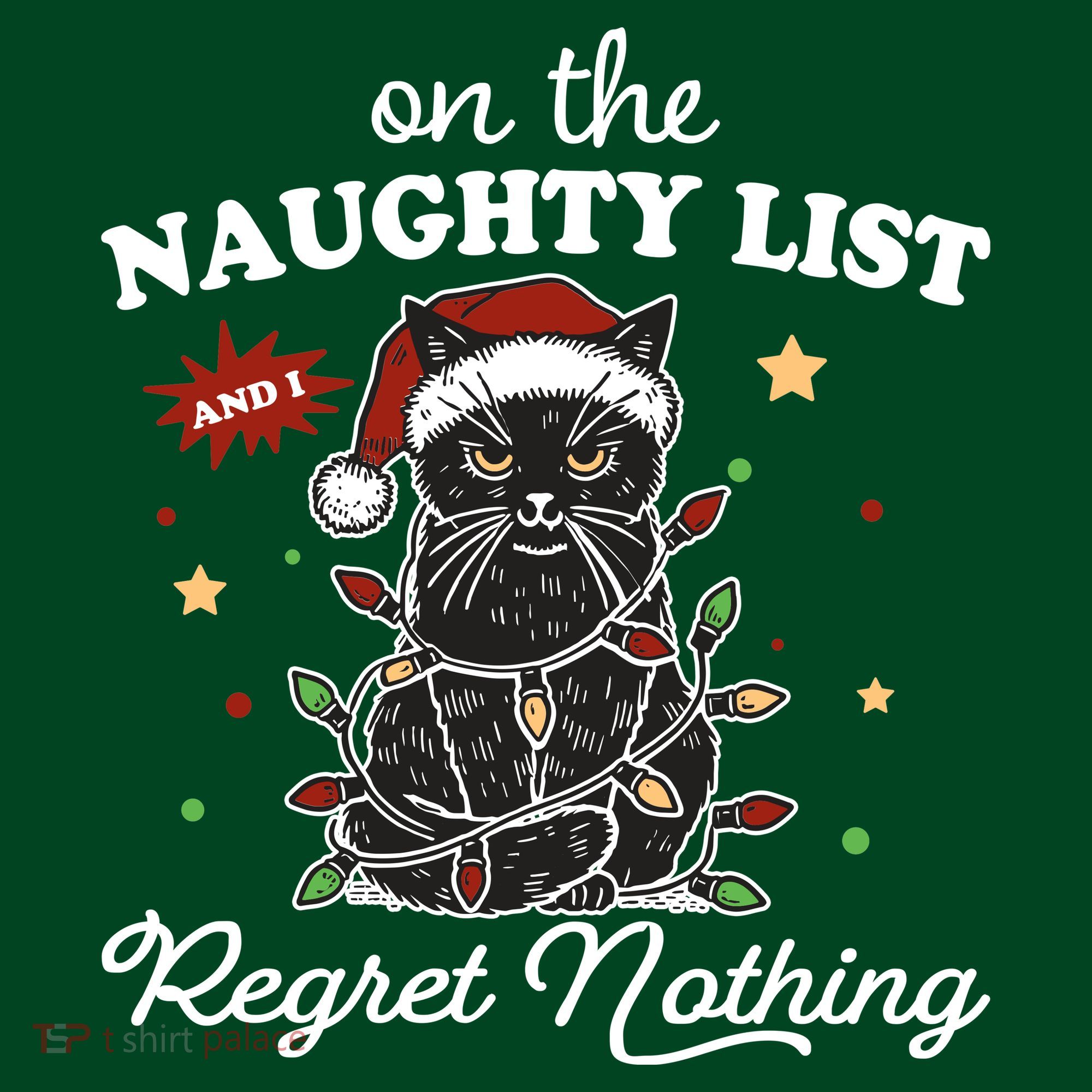 Funny Christmas Cat On The Naughty List And I Regret Nothing Sweatshirt