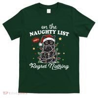 Funny Christmas Cat On The Naughty List And I Regret Nothing T-Shirt thumb 0