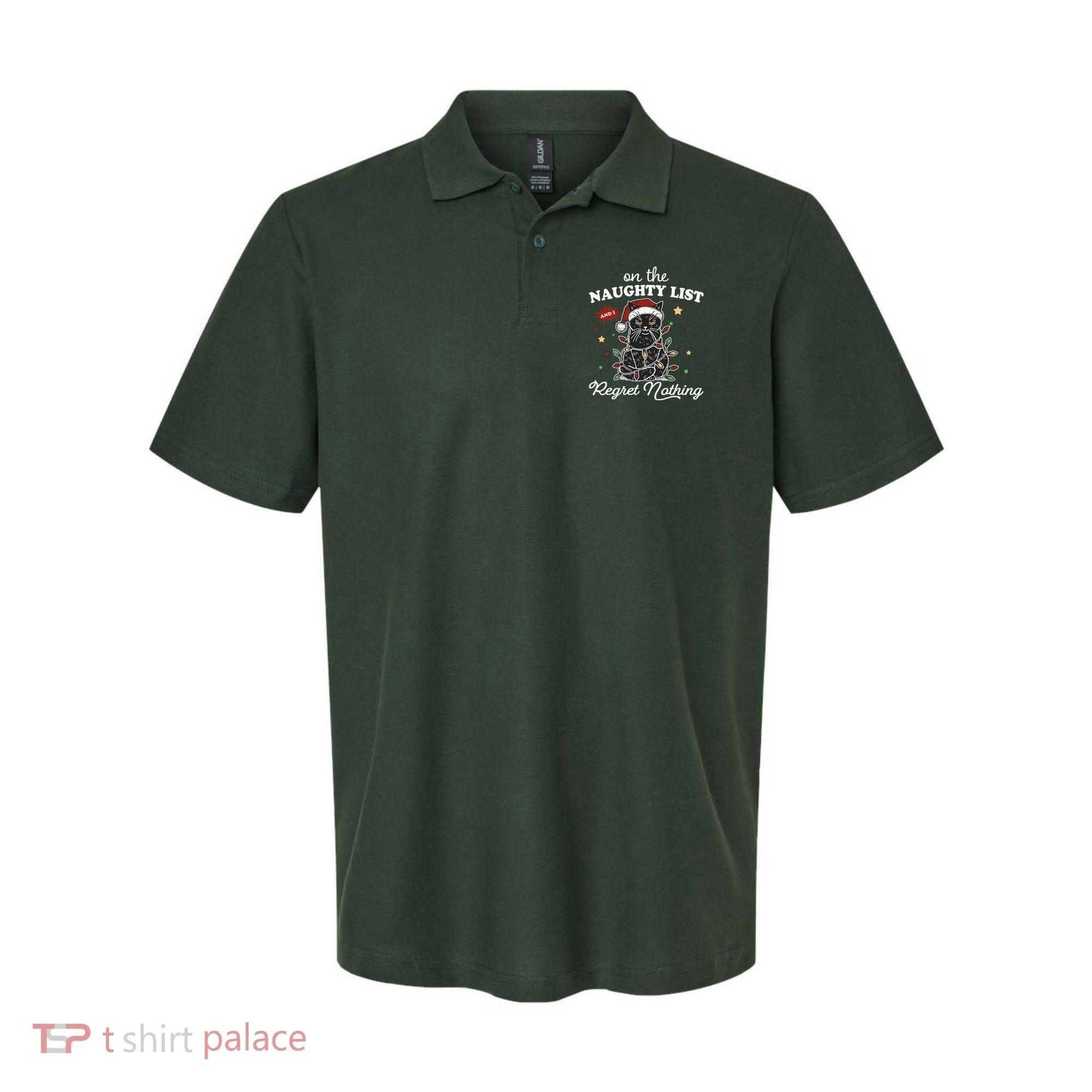 Funny Christmas Cat On The Naughty List And I Regret Nothing Polo