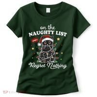Funny Christmas Cat On The Naughty List And I Regret Nothing Women's T-Shirt thumb 0