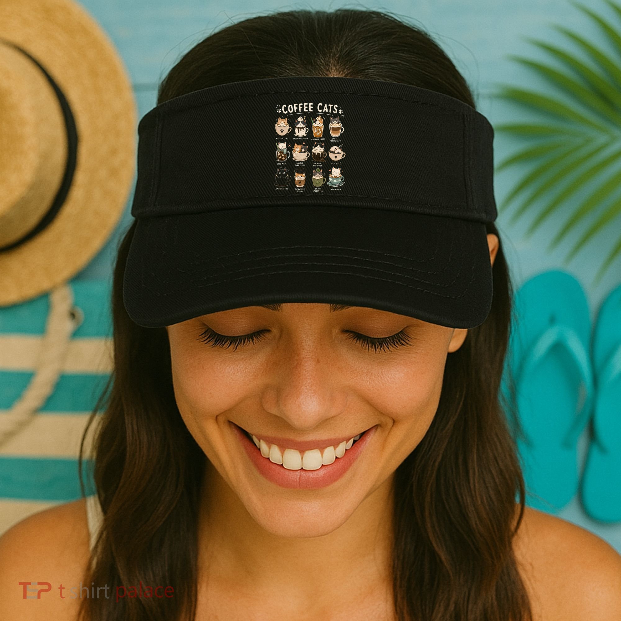 Funny Coffee Cats Cute Cat Themed Beverage Visor