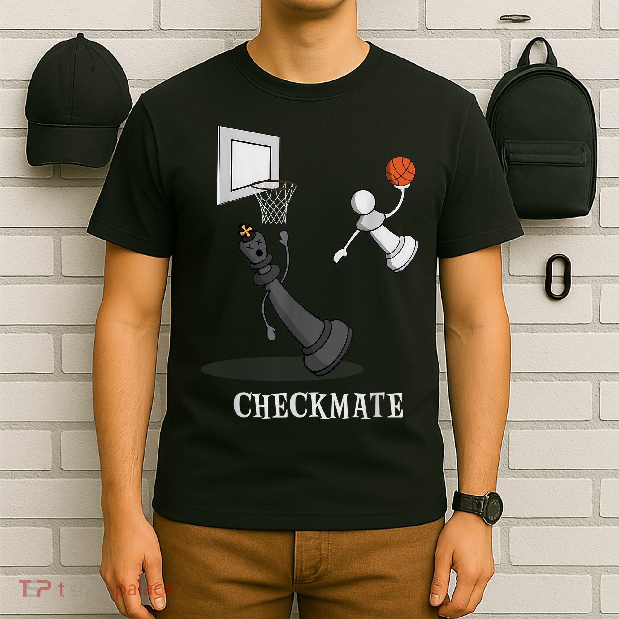 Funny Checkmate Chess Basketball Game Board King Pawn Piece T-Shirt