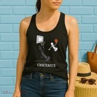 Funny Checkmate Chess Basketball Game Board King Pawn Piece Women's Tank Top thumb 2