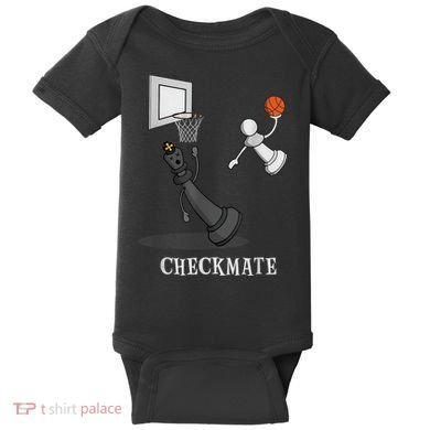 Funny Checkmate Chess Basketball Game Board King Pawn Piece Baby Bodysuit