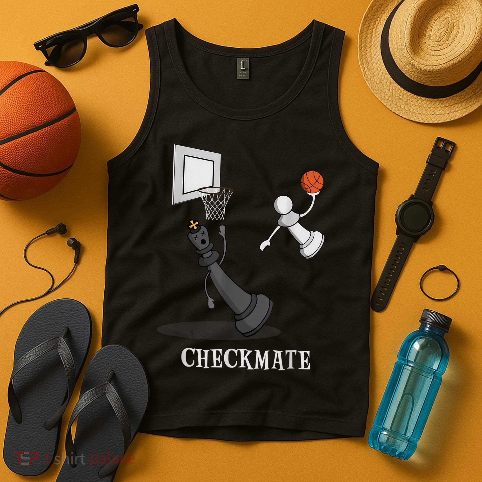 Funny Checkmate Chess Basketball Game Board King Pawn Piece Tank Top