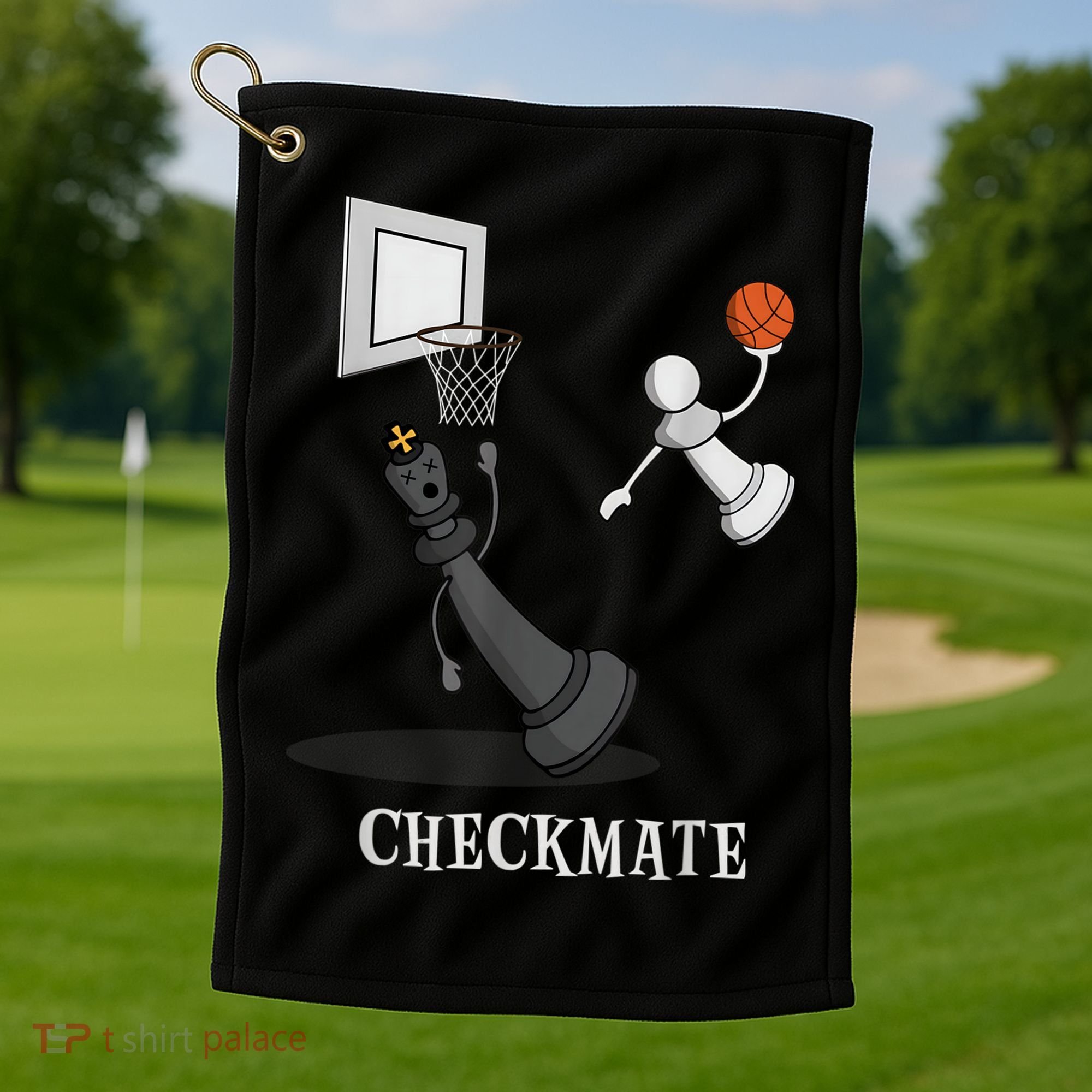 Funny Checkmate Chess Basketball Game Board King Pawn Piece Golf Towel