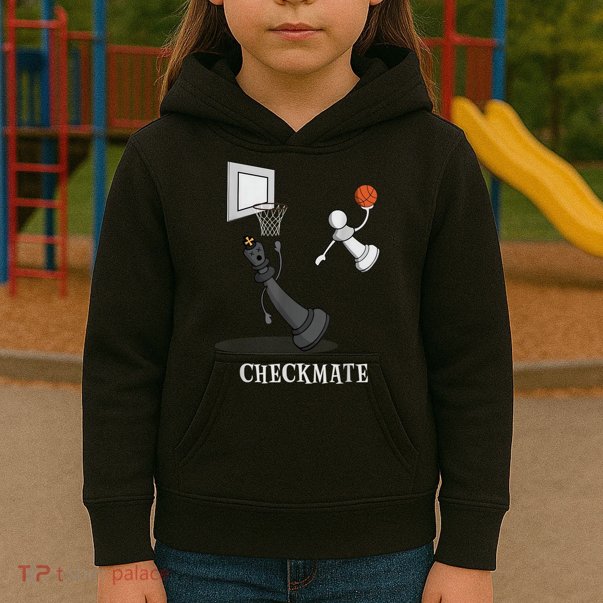 Funny Checkmate Chess Basketball Game Board King Pawn Piece Kids Hoodie