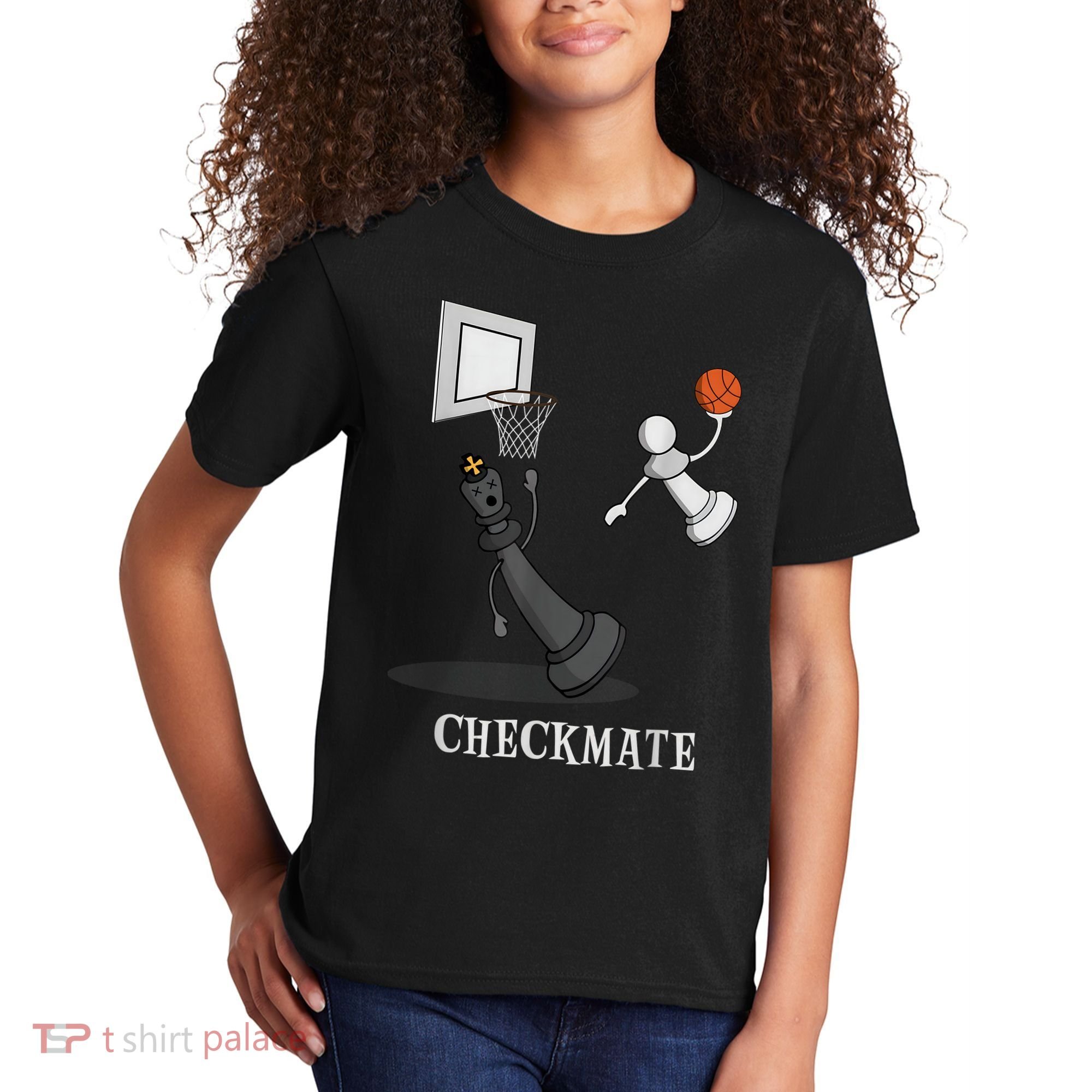 Funny Checkmate Chess Basketball Game Board King Pawn Piece Kids T-Shirt