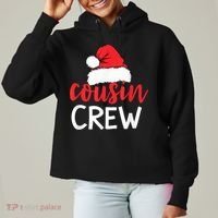 Funny Cousin Crew Santa Hat Matching Christmas Sleeping Xmas Ladies Heavyweight Boxy Pullover Hoodie thumb 0