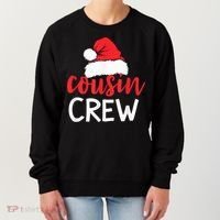 Funny Cousin Crew Santa Hat Matching Christmas Sleeping Xmas Women's Sweatshirt thumb 0