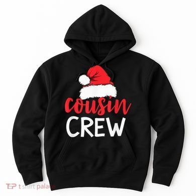 Funny Cousin Crew Santa Hat Matching Christmas Sleeping Xmas Hoodie