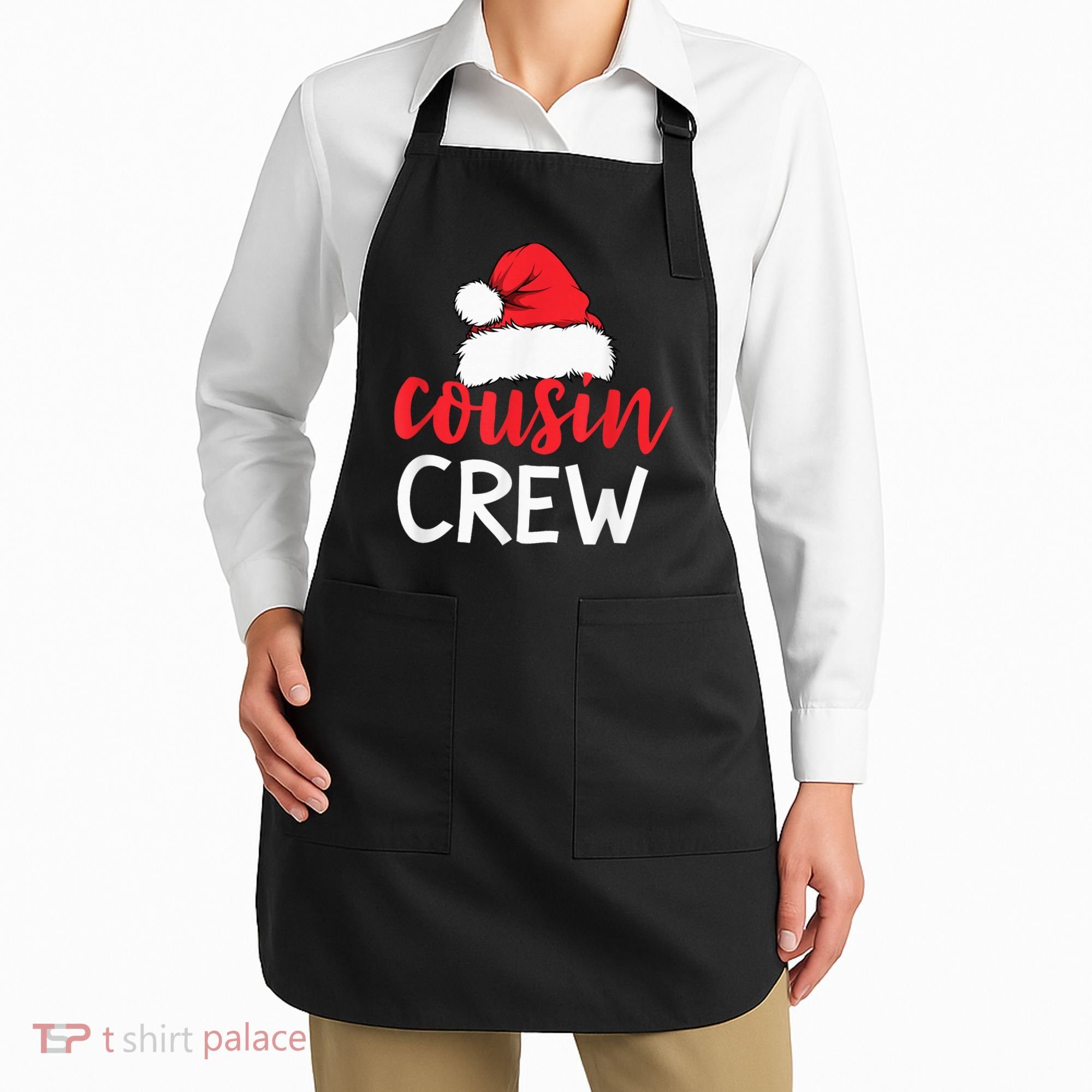 Funny Cousin Crew Santa Hat Matching Christmas Sleeping Xmas Apron