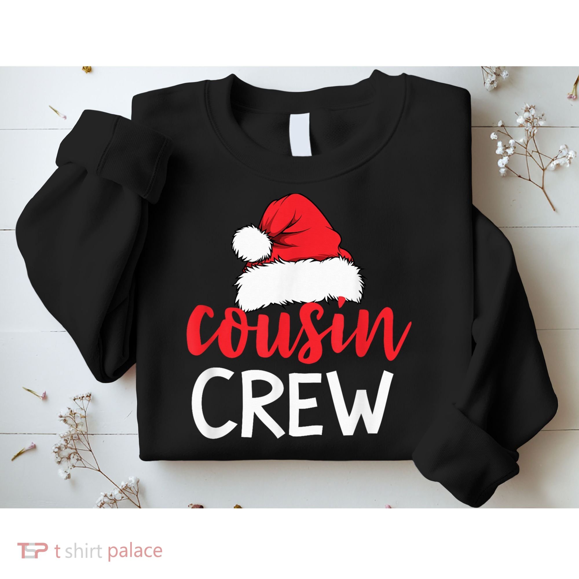 Funny Cousin Crew Santa Hat Matching Christmas Sleeping Xmas Sweatshirt