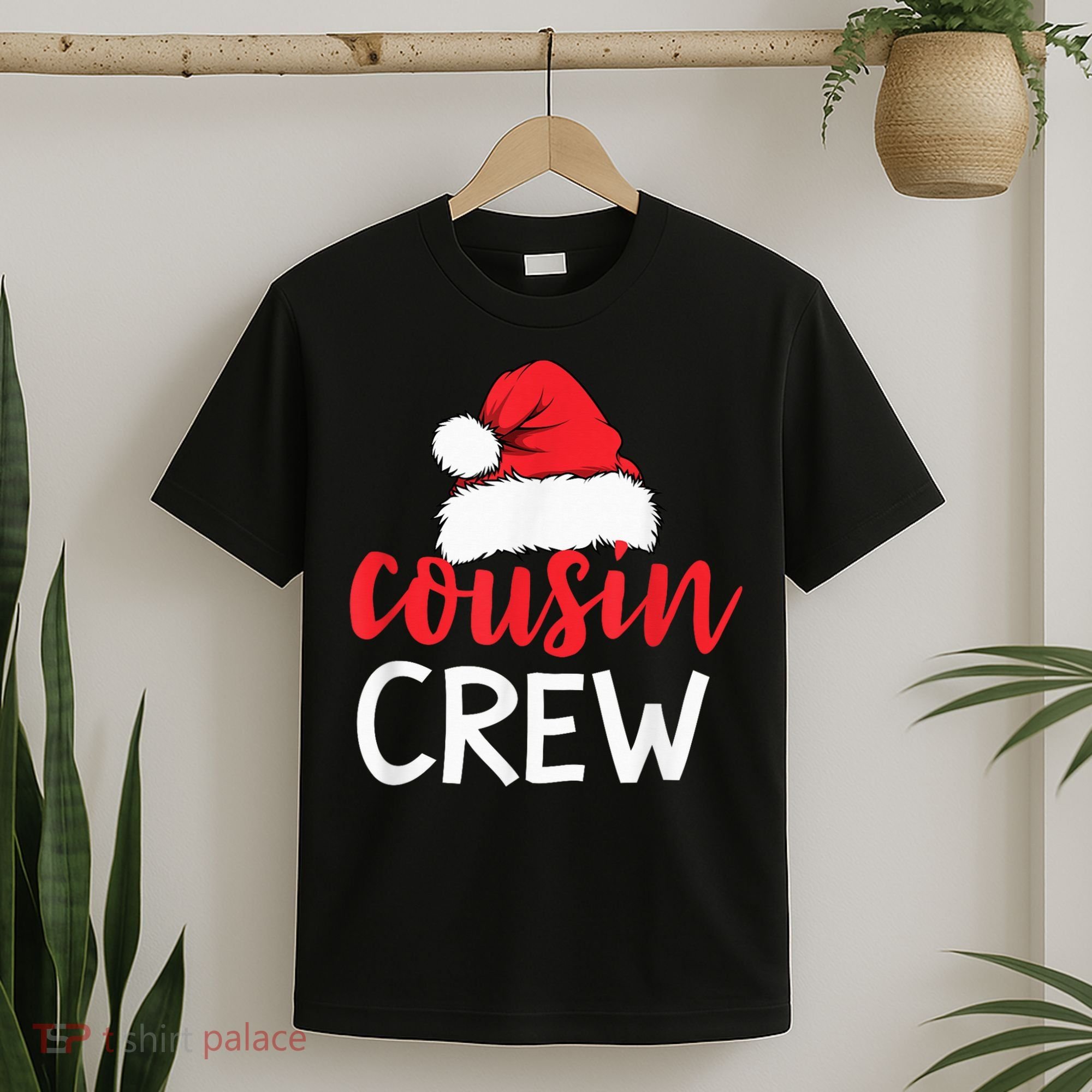 Funny Cousin Crew Santa Hat Matching Christmas Sleeping Xmas T-Shirt