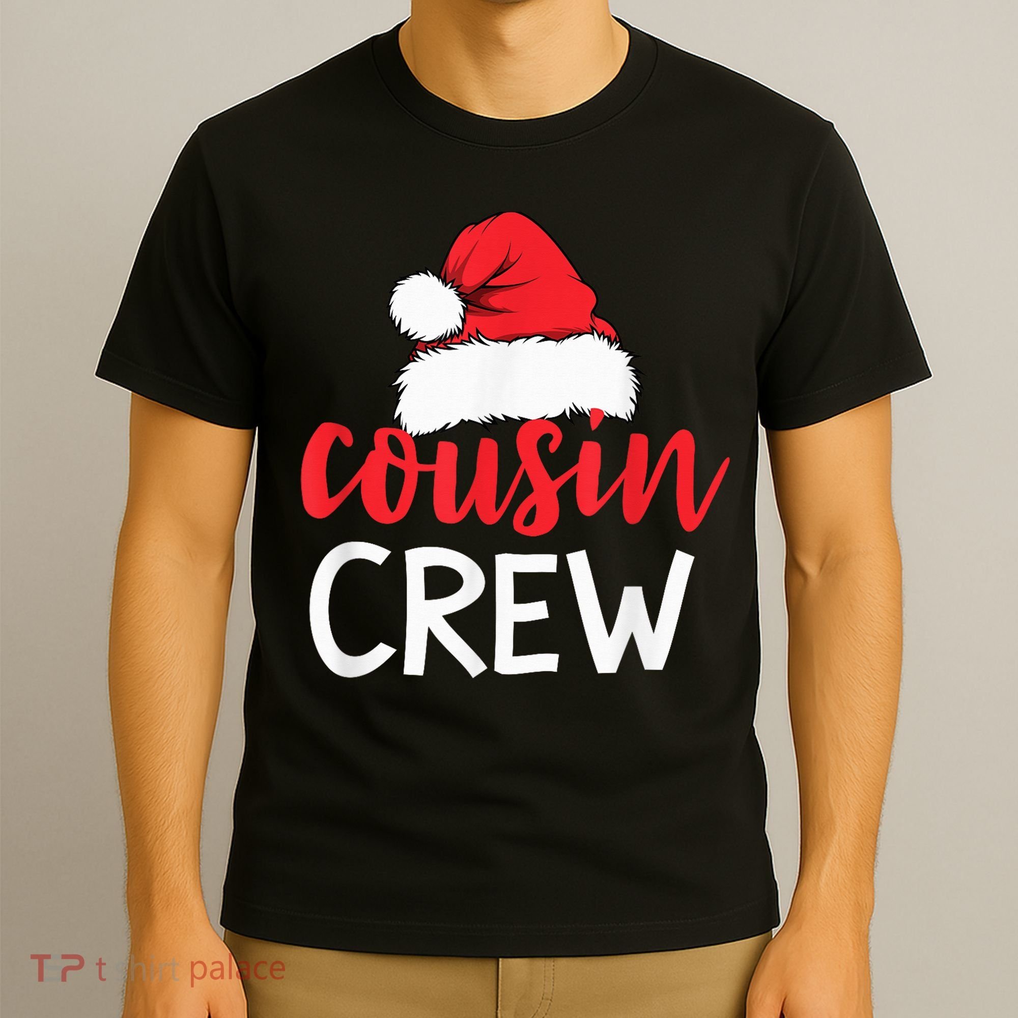 Funny Cousin Crew Santa Hat Matching Christmas Sleeping Xmas T-Shirt