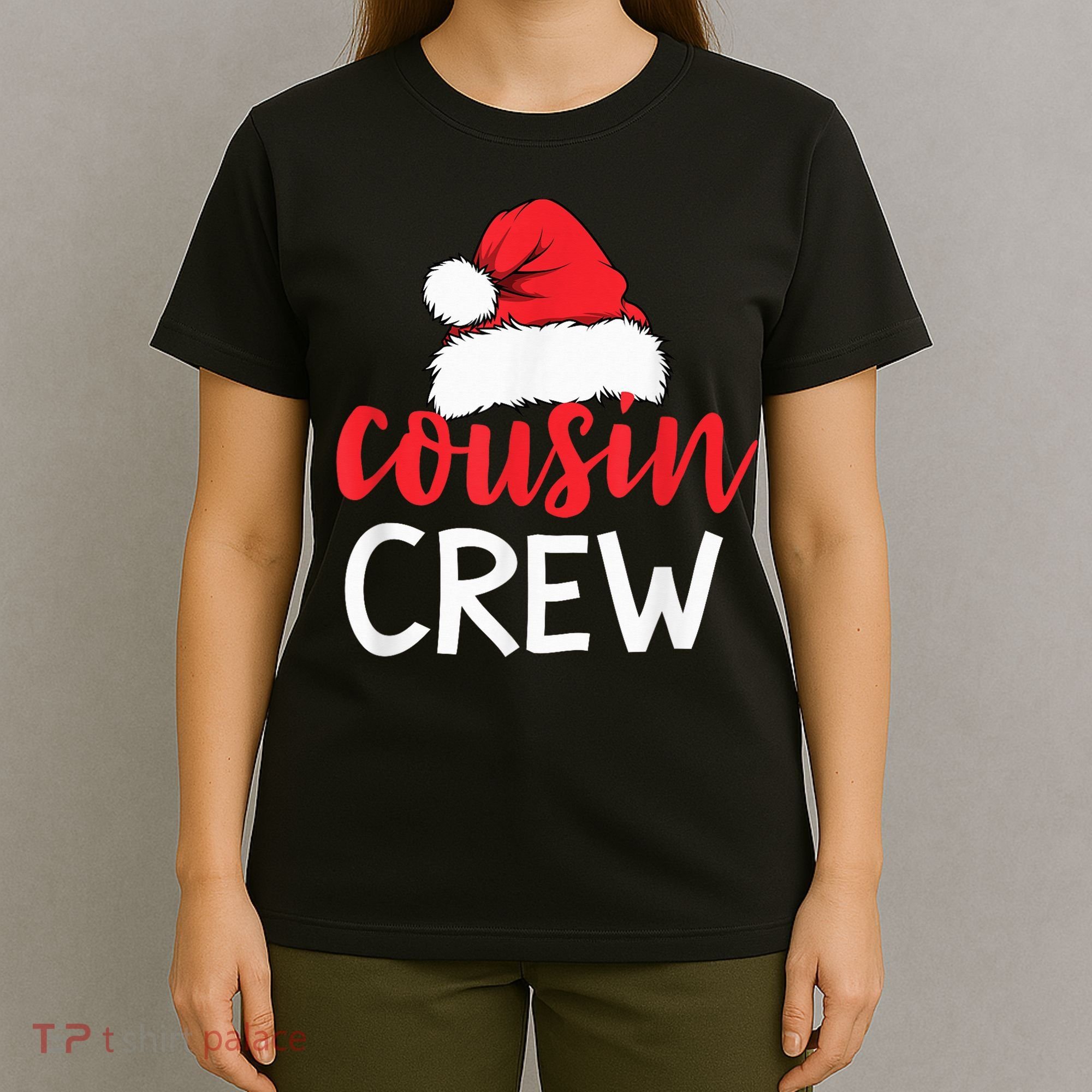 Funny Cousin Crew Santa Hat Matching Christmas Sleeping Xmas T-Shirt