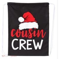 Funny Cousin Crew Santa Hat Matching Christmas Sleeping Xmas Drawstring Bag thumb 0