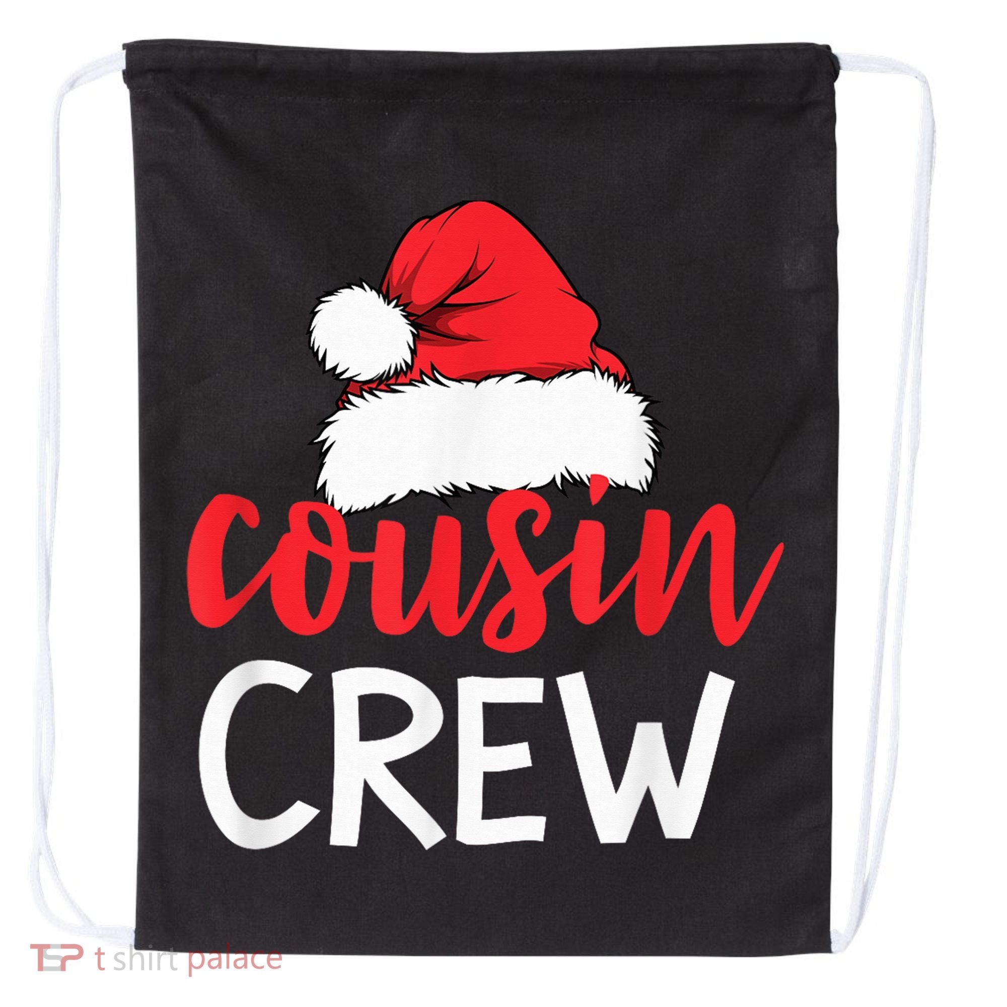 Funny Cousin Crew Santa Hat Matching Christmas Sleeping Xmas Drawstring Bag