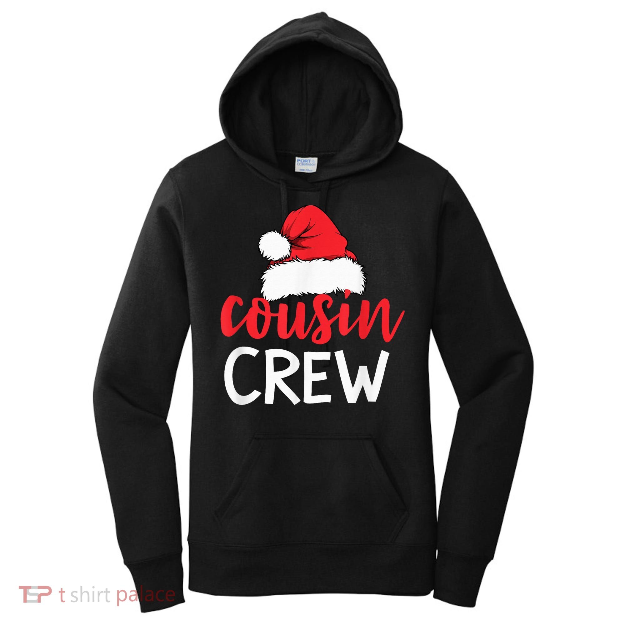 Funny Cousin Crew Santa Hat Matching Christmas Sleeping Xmas Women's Hoodie