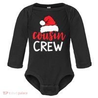 Funny Cousin Crew Santa Hat Matching Christmas Sleeping Xmas Baby Long Sleeve Bodysuit thumb 0