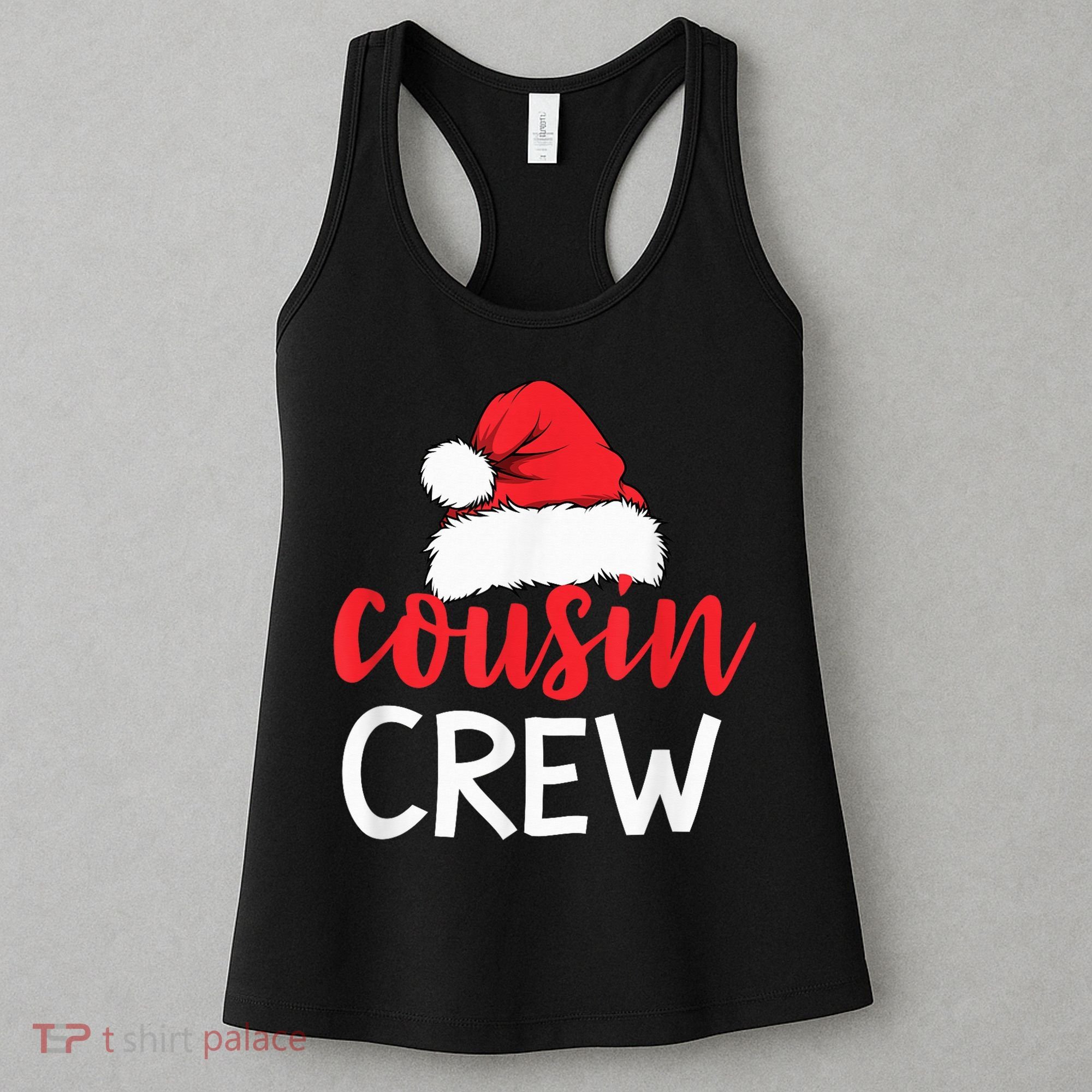 Funny Cousin Crew Santa Hat Matching Christmas Sleeping Xmas Women's Tank Top