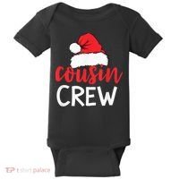 Funny Cousin Crew Santa Hat Matching Christmas Sleeping Xmas Baby Bodysuit thumb 0