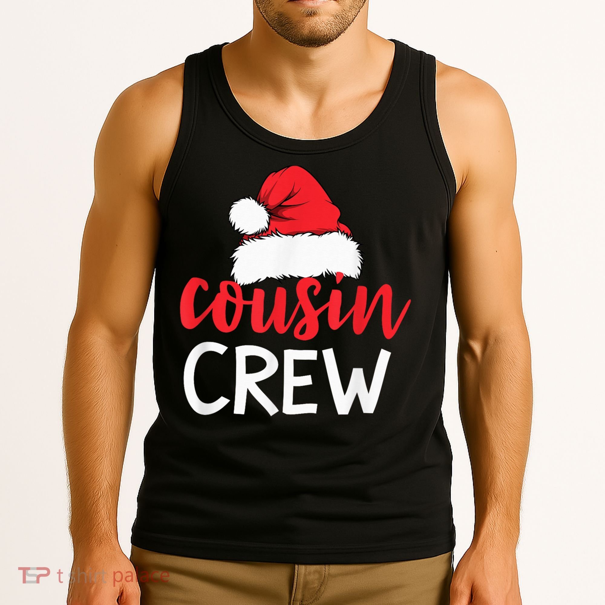 Funny Cousin Crew Santa Hat Matching Christmas Sleeping Xmas Tank Top
