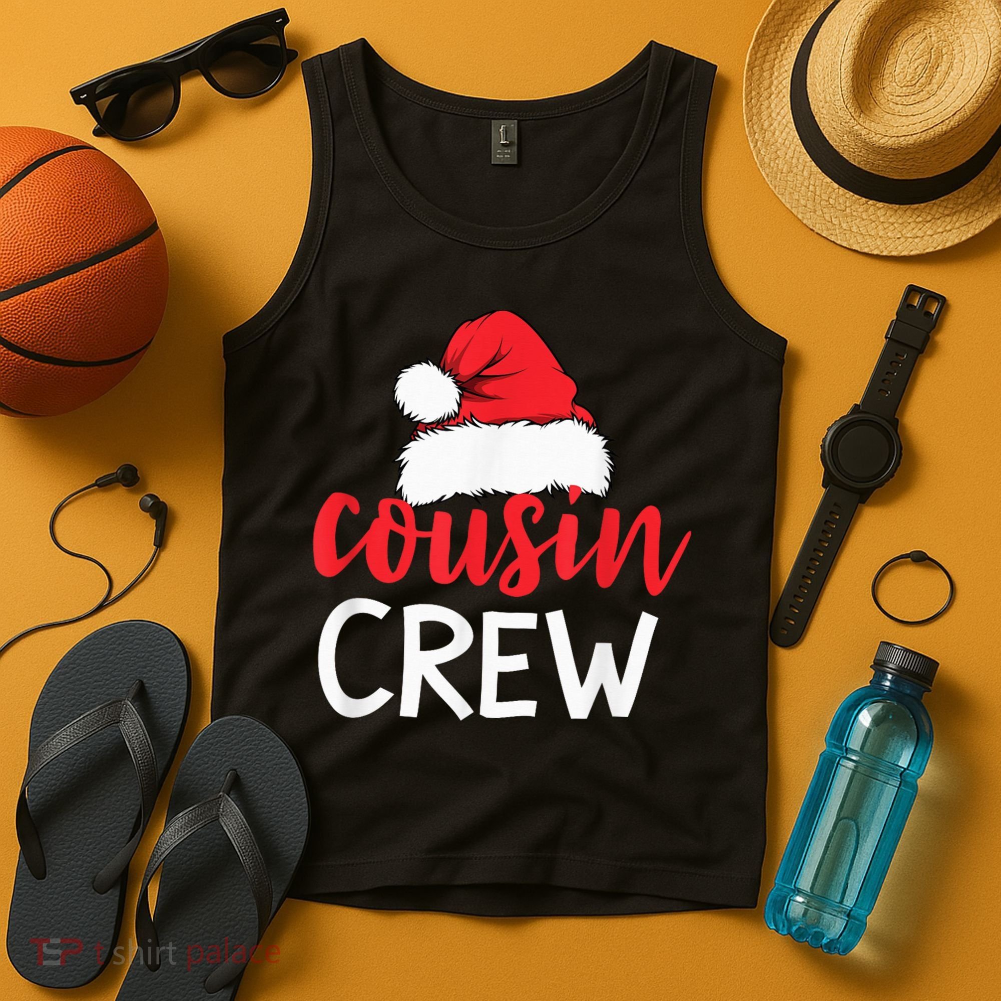 Funny Cousin Crew Santa Hat Matching Christmas Sleeping Xmas Tank Top