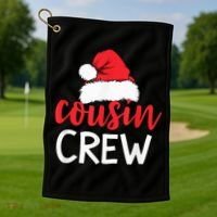 Funny Cousin Crew Santa Hat Matching Christmas Sleeping Xmas Golf Towel thumb 1