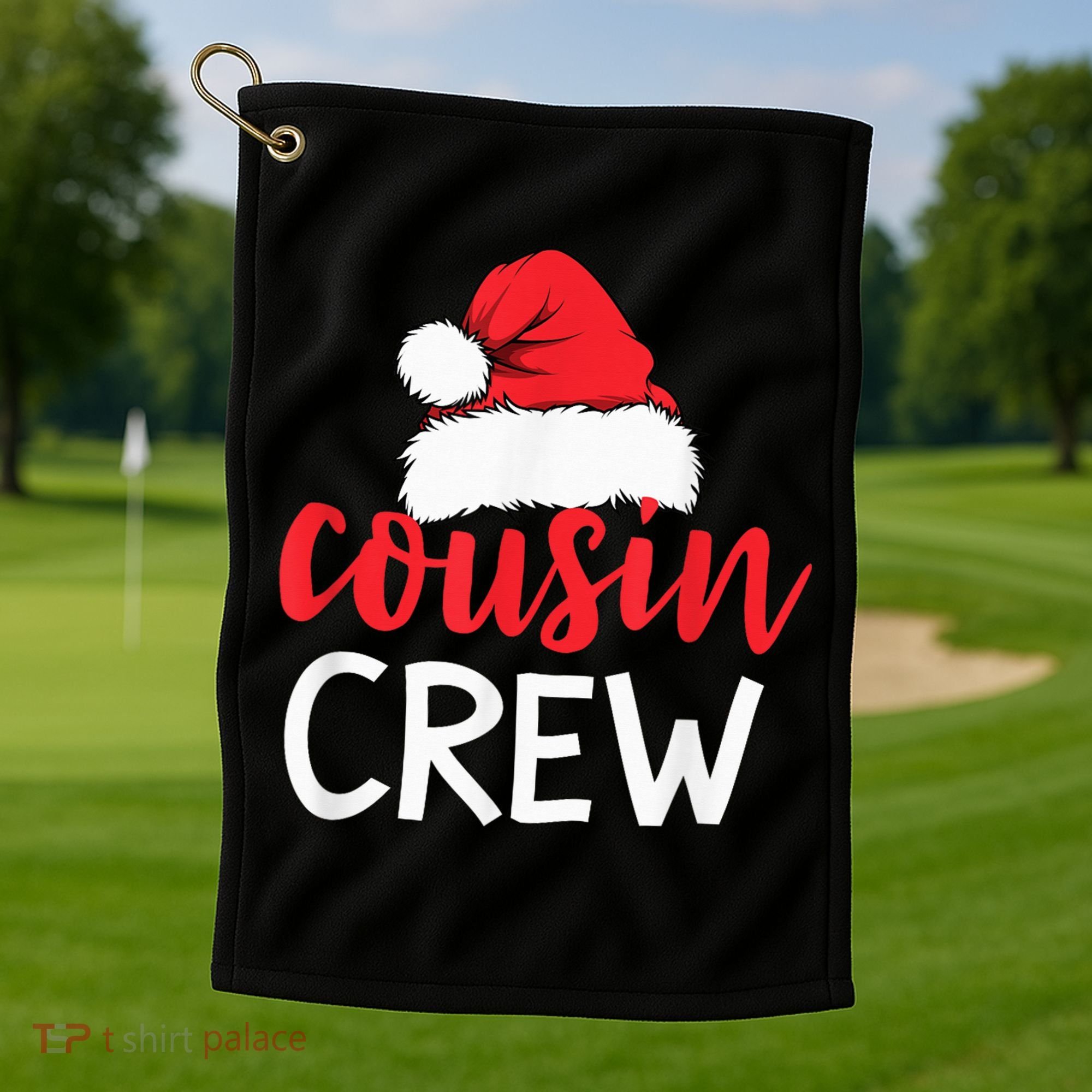 Funny Cousin Crew Santa Hat Matching Christmas Sleeping Xmas Golf Towel