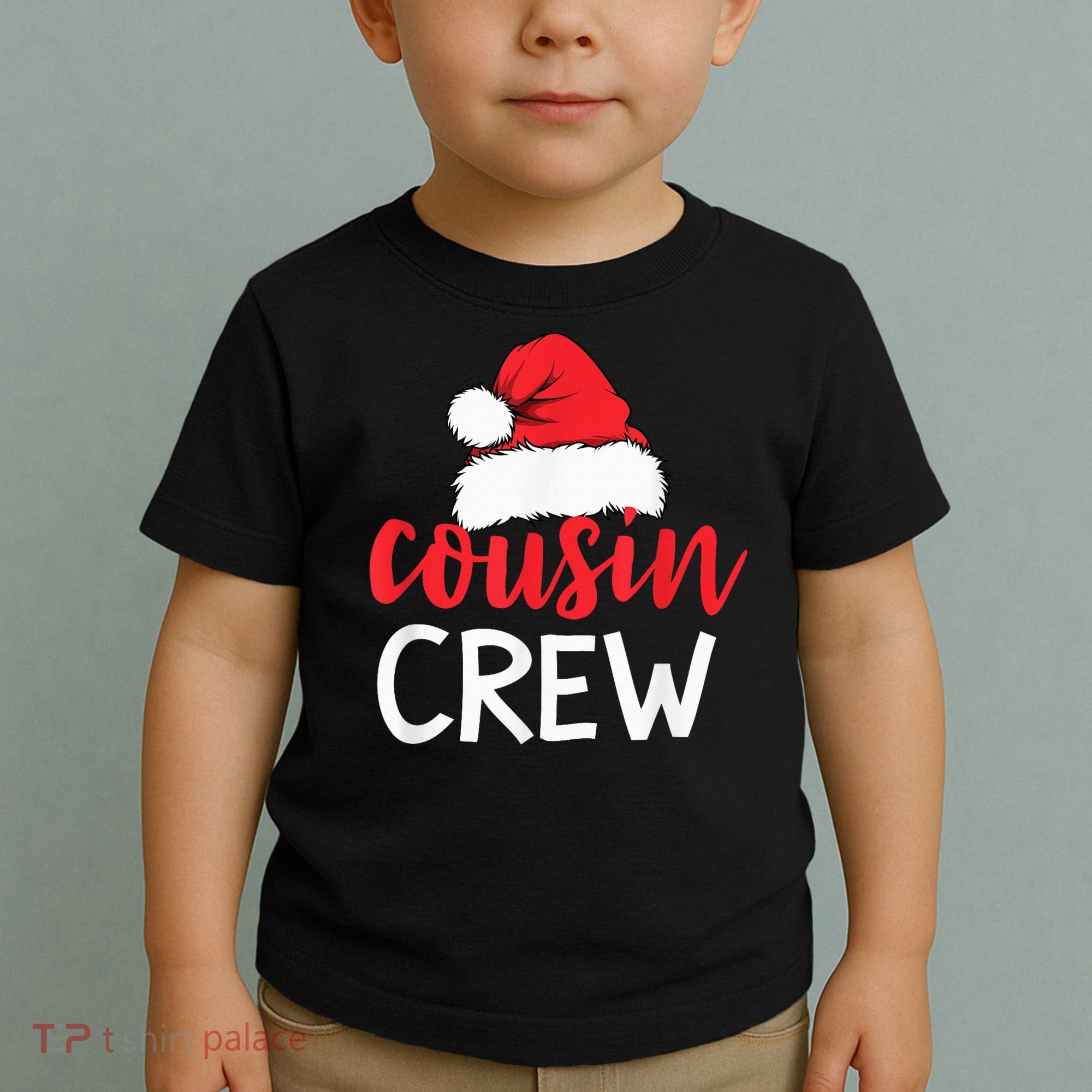 Funny Cousin Crew Santa Hat Matching Christmas Sleeping Xmas Toddler T-Shirt
