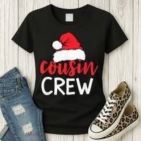 Funny Cousin Crew Santa Hat Matching Christmas Sleeping Xmas Women's T-Shirt thumb 3