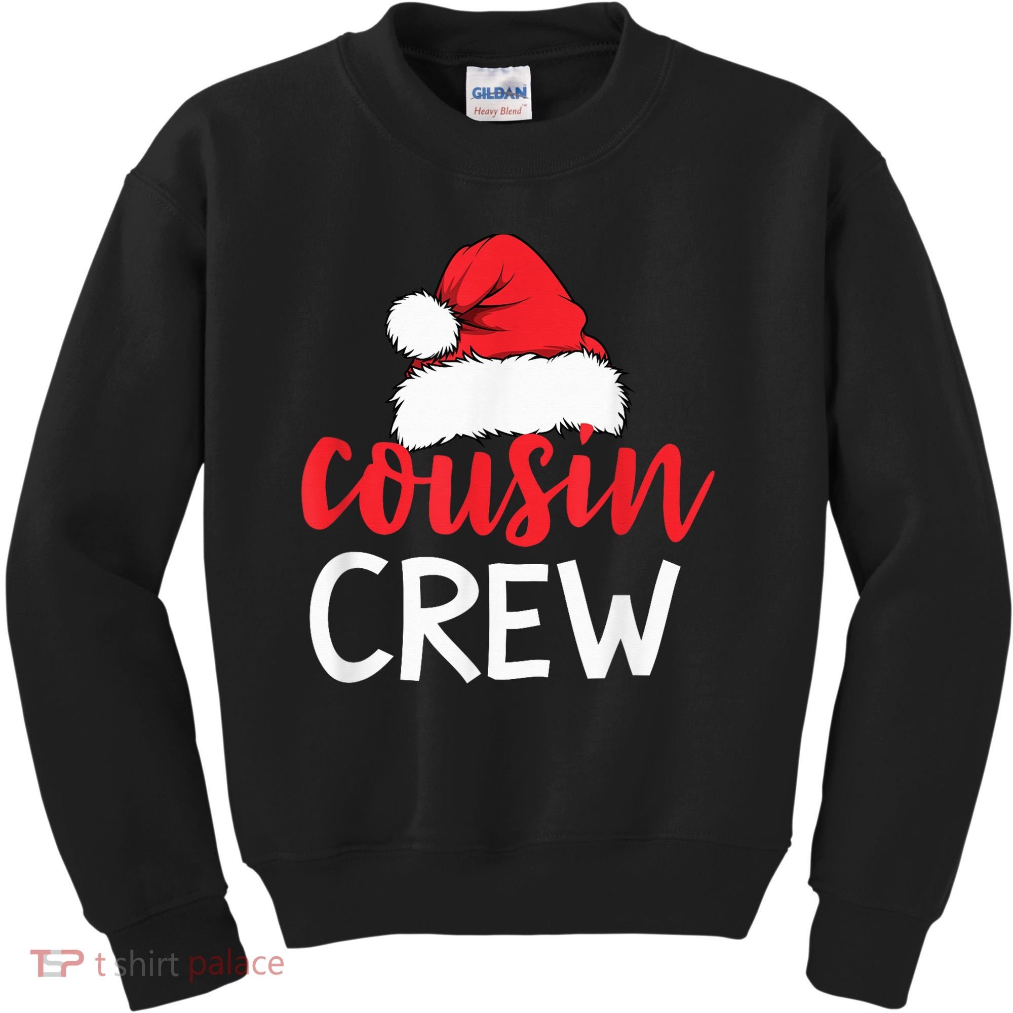 Funny Cousin Crew Santa Hat Matching Christmas Sleeping Xmas Kids Sweatshirt