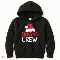 Funny Cousin Crew Santa Hat Matching Christmas Sleeping Xmas Kids Hoodie thumb 0
