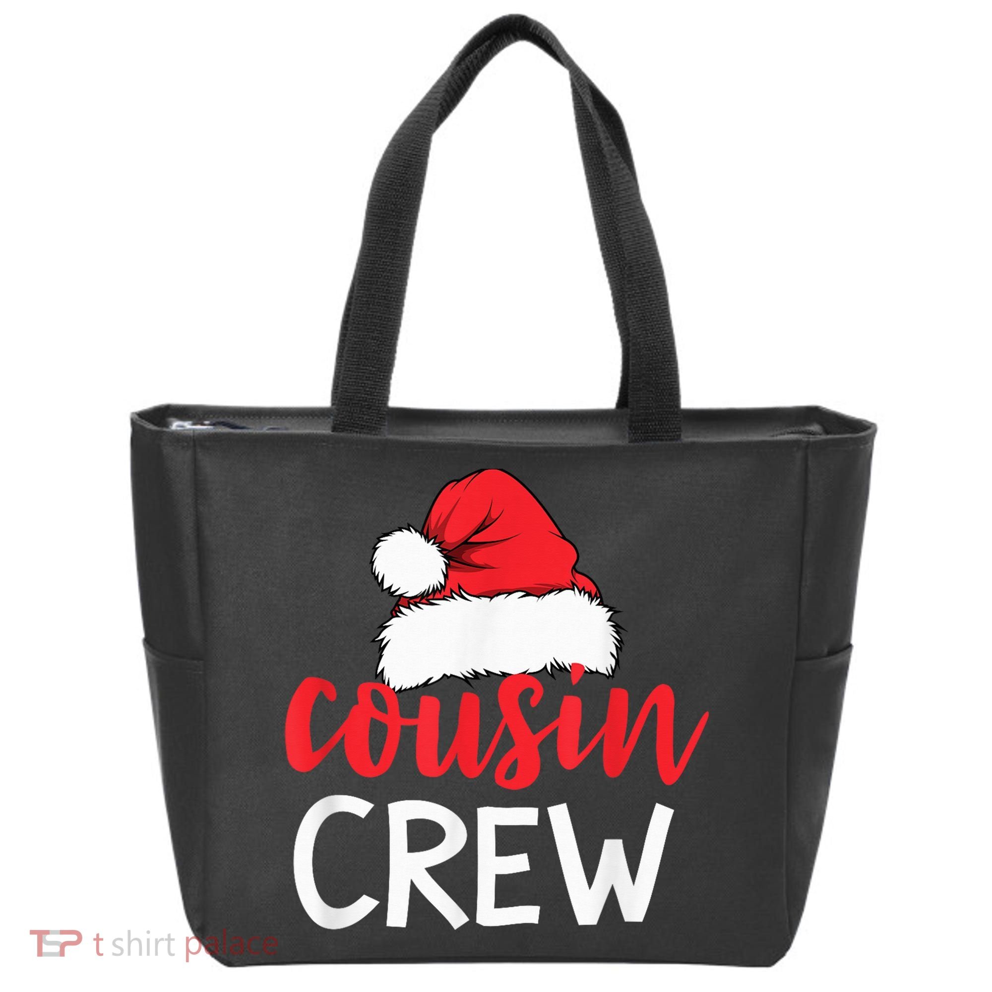 Funny Cousin Crew Santa Hat Matching Christmas Sleeping Xmas Tote Bag
