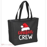 Funny Cousin Crew Santa Hat Matching Christmas Sleeping Xmas Tote Bag thumb 2